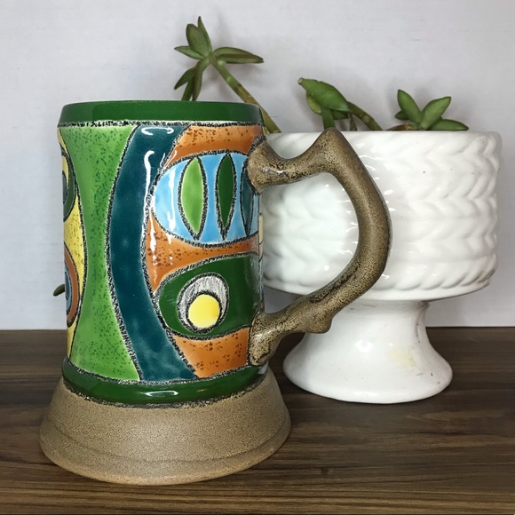Vintage ceramic Artesa Hand painted mug beer stein